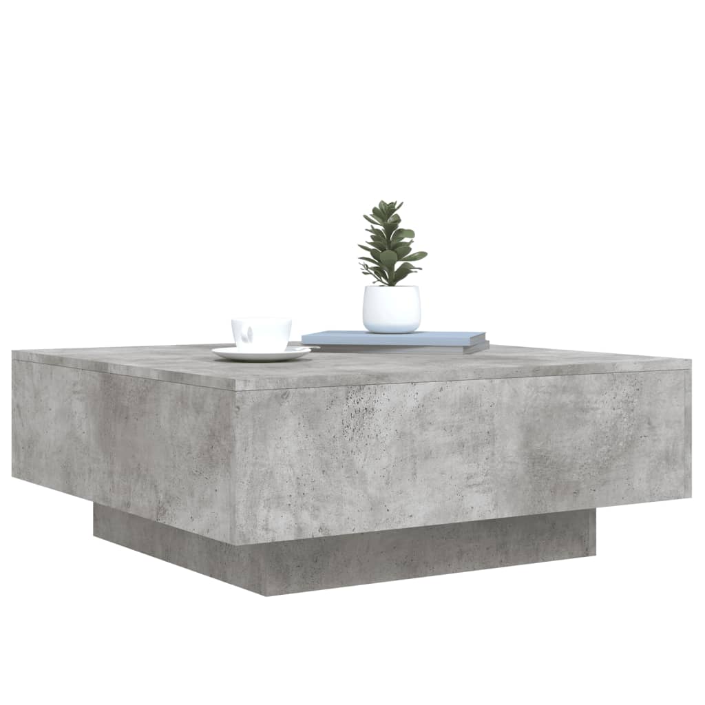 Table basse avec lumières LED gris béton 80x80x31 cm XIOS