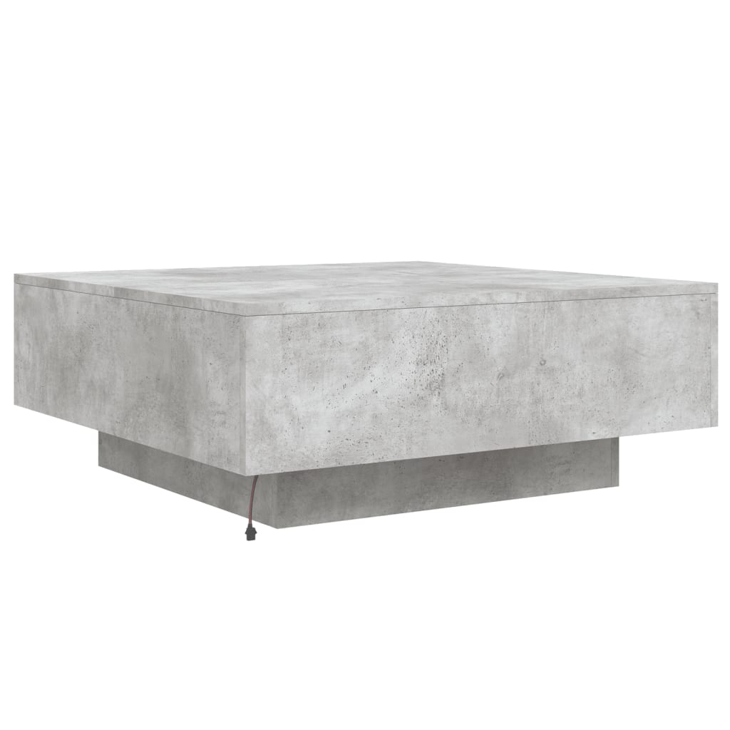 Table basse avec lumières LED gris béton 80x80x31 cm XIOS