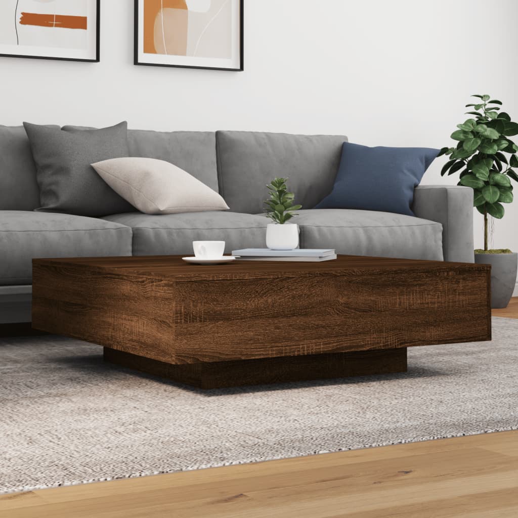 Table basse chêne marron 100x100x31 cm bois d'ingénierie XIOS