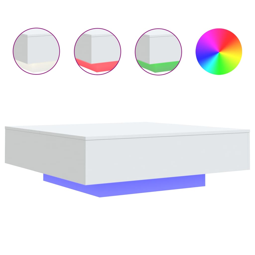 Table basse avec lumières LED blanc 100x100x31 cm - XIOS