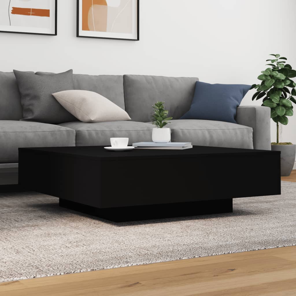 Table basse avec lumières LED noir 100x100x31 cm - XIOS
