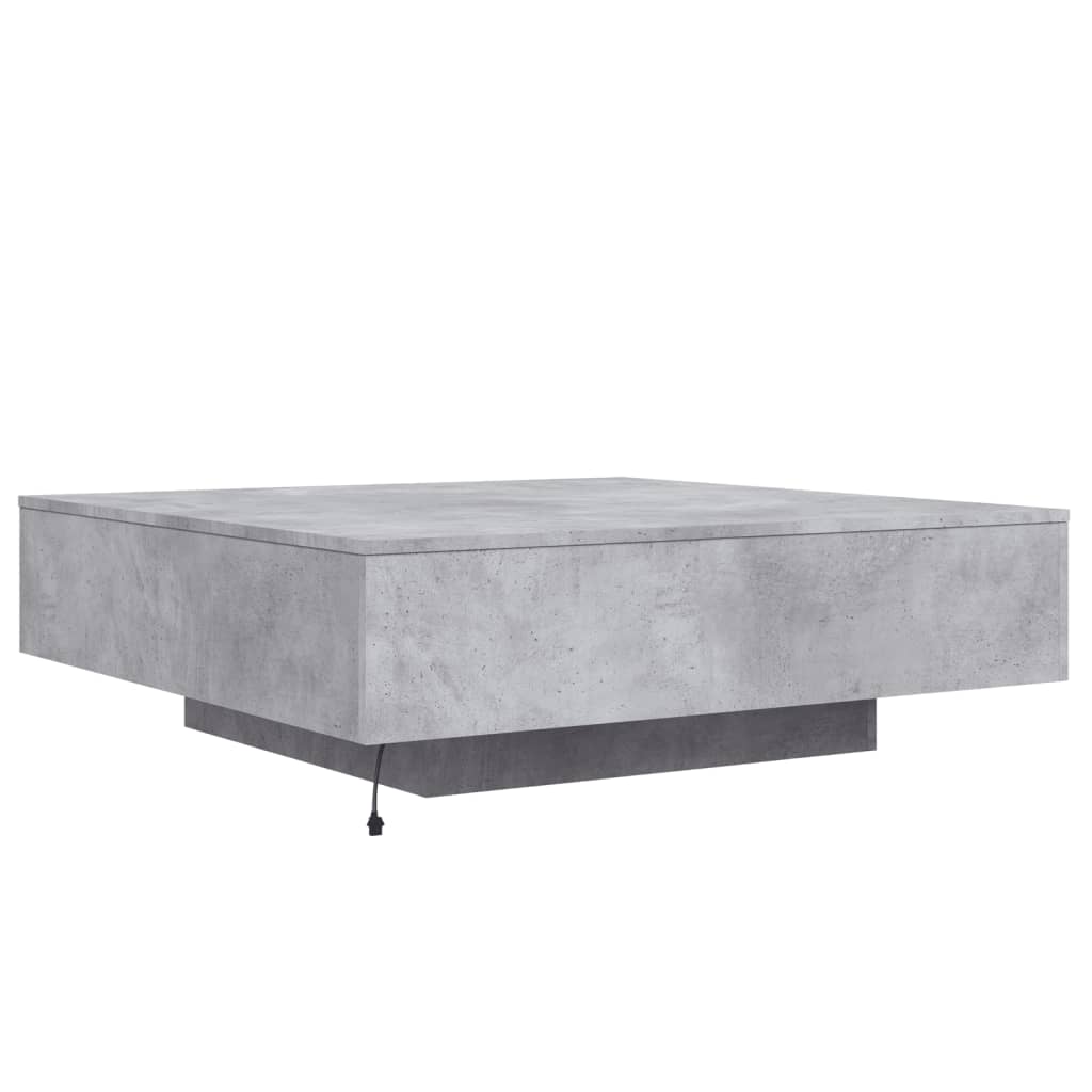 Table basse avec lumières LED gris béton 100x100x31 cm - XIOS