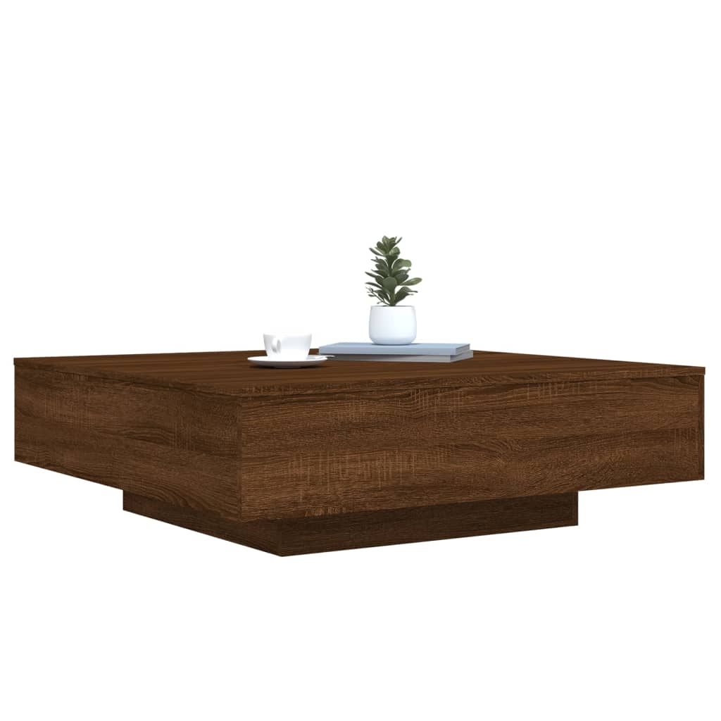 Table basse avec lumières LED chêne marron 100x100x31 cm XIOS