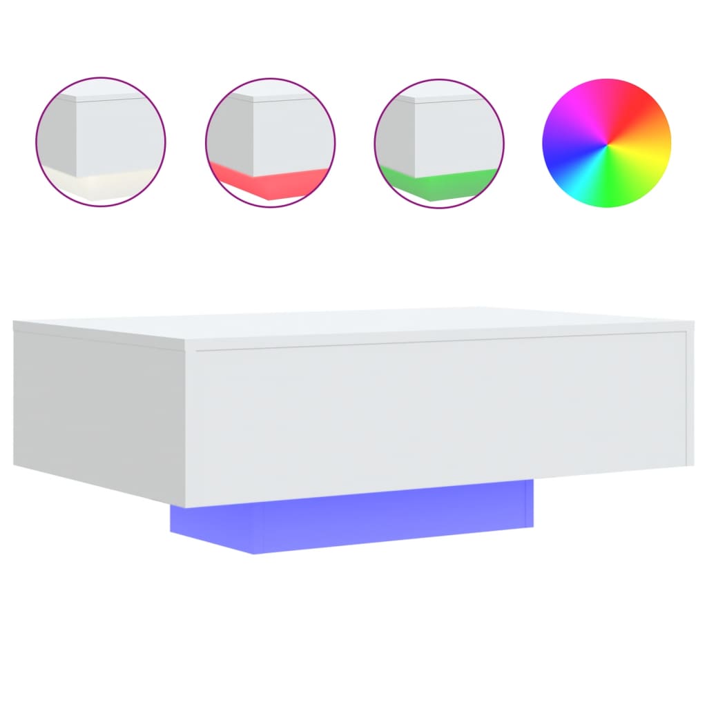Table basse avec lumières LED blanc 85x55x31 cm - XIOS