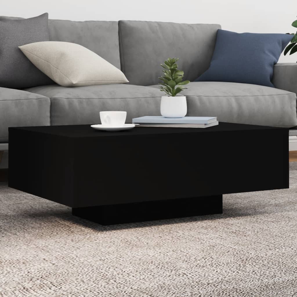 Table basse avec lumières LED noir 85x55x31 cm - XIOS