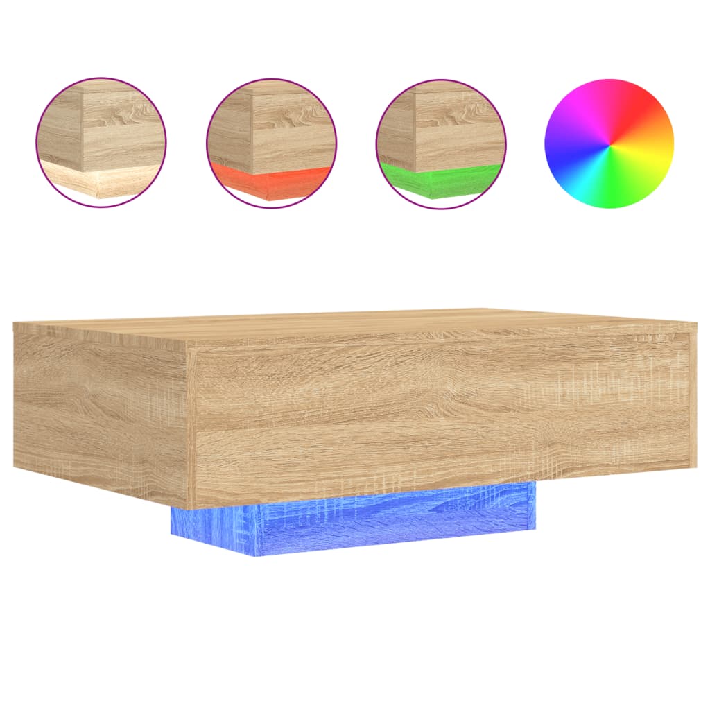 Table basse avec lumières LED chêne sonoma 85x55x31 cm - XIOS