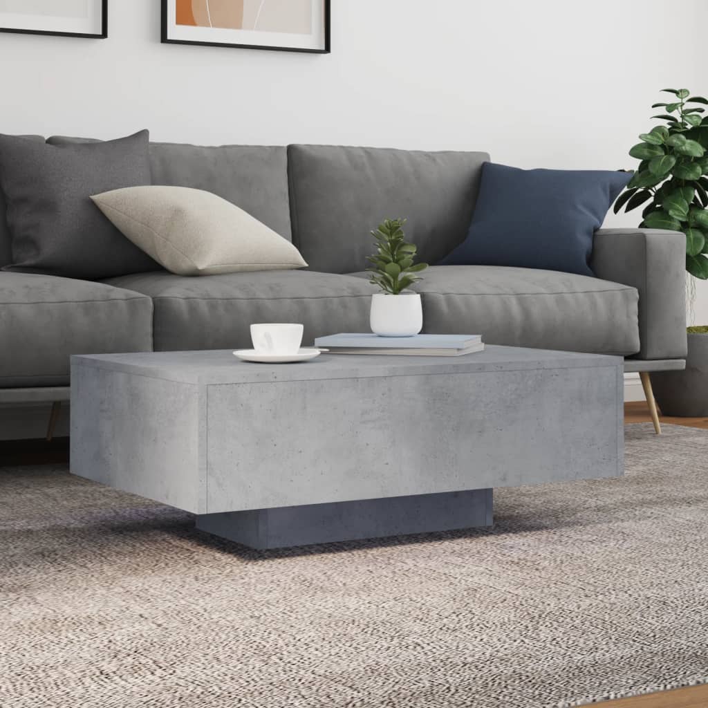 Table basse avec lumières LED gris béton 85x55x31 cm - XIOS