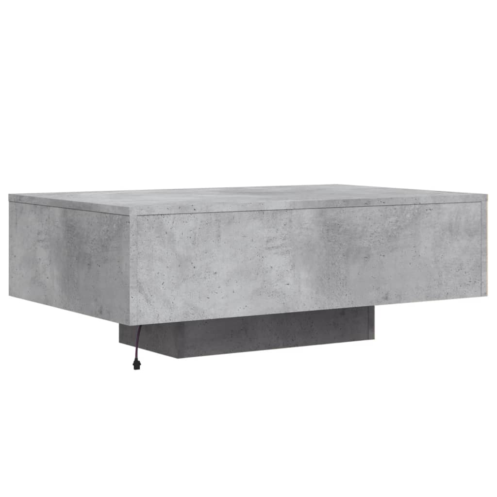 Table basse avec lumières LED gris béton 85x55x31 cm - XIOS