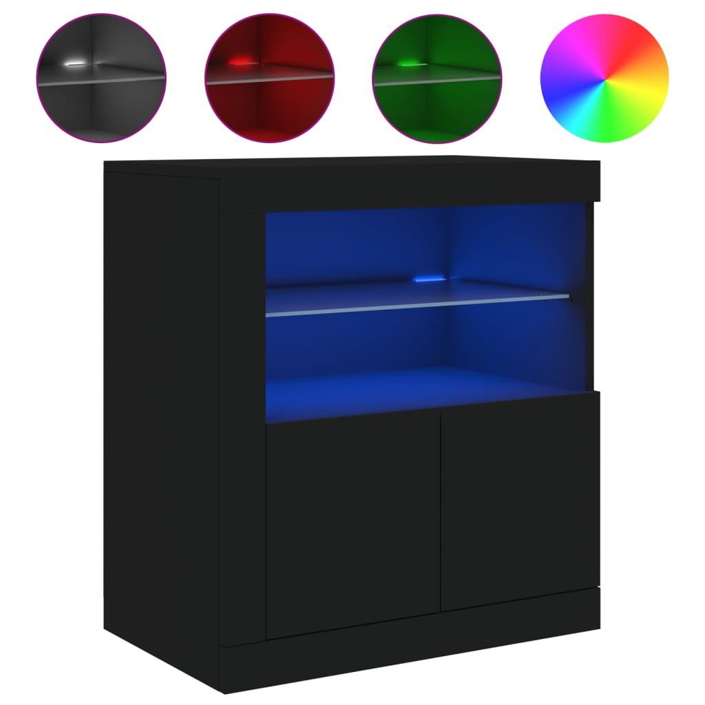 Buffet avec lumières LED noir 60,5x37x67 cm - XIOS