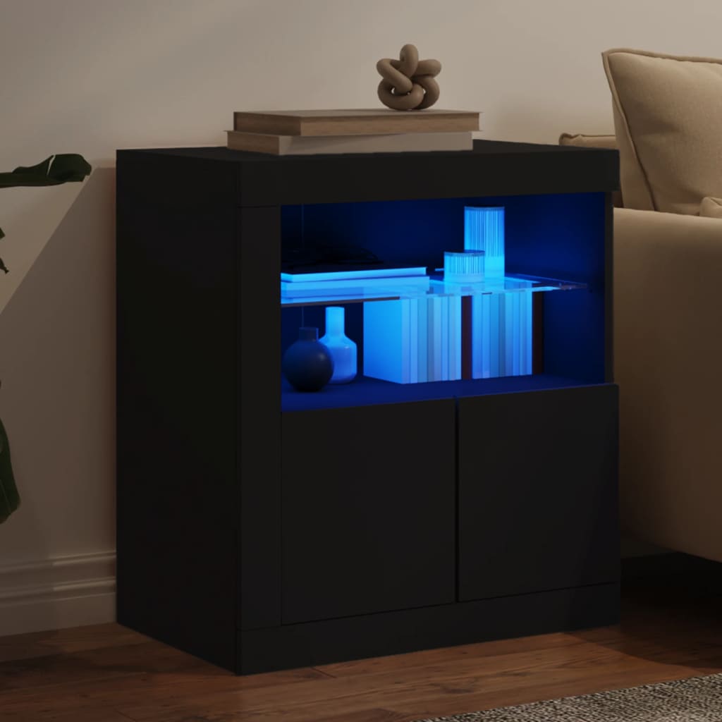 Buffet avec lumières LED noir 60,5x37x67 cm - XIOS