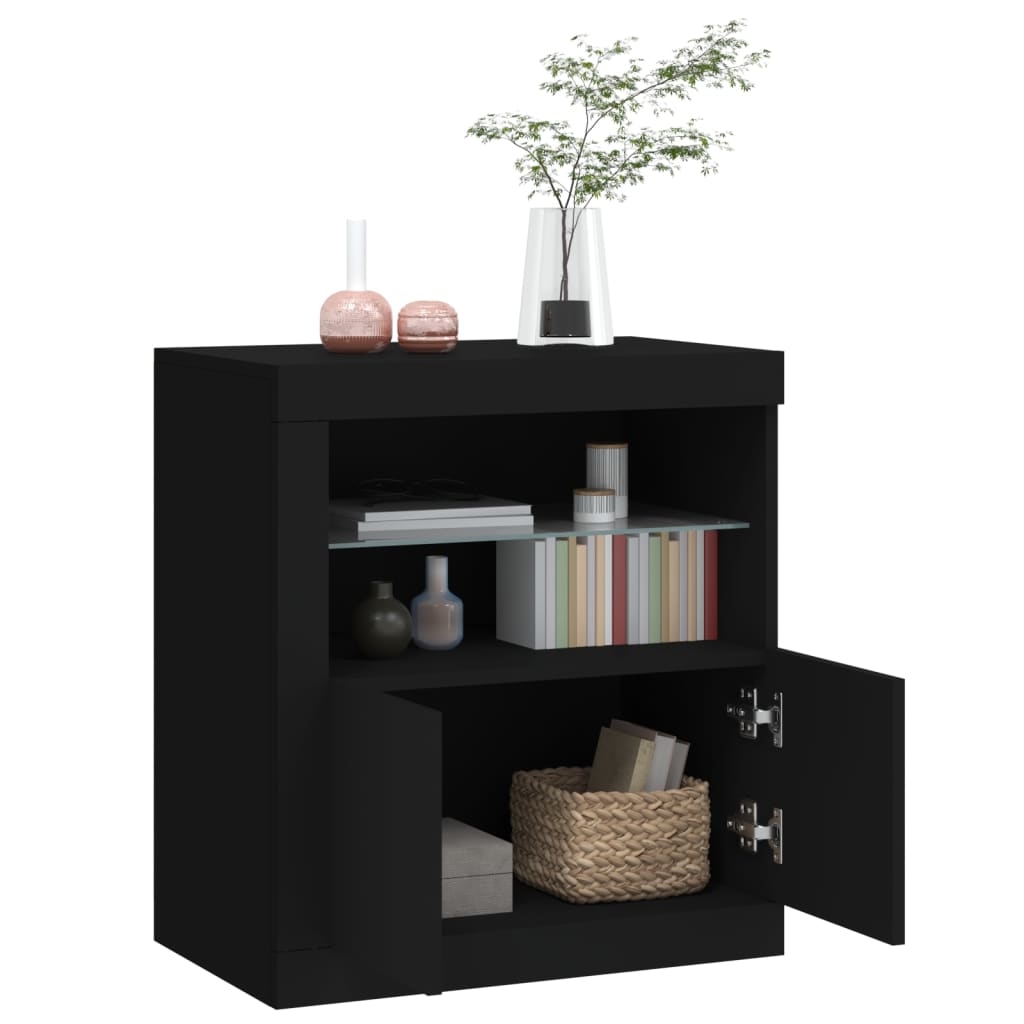 Buffet avec lumières LED noir 60,5x37x67 cm - XIOS