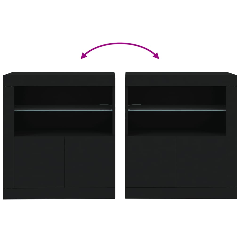 Buffet avec lumières LED noir 60,5x37x67 cm - XIOS