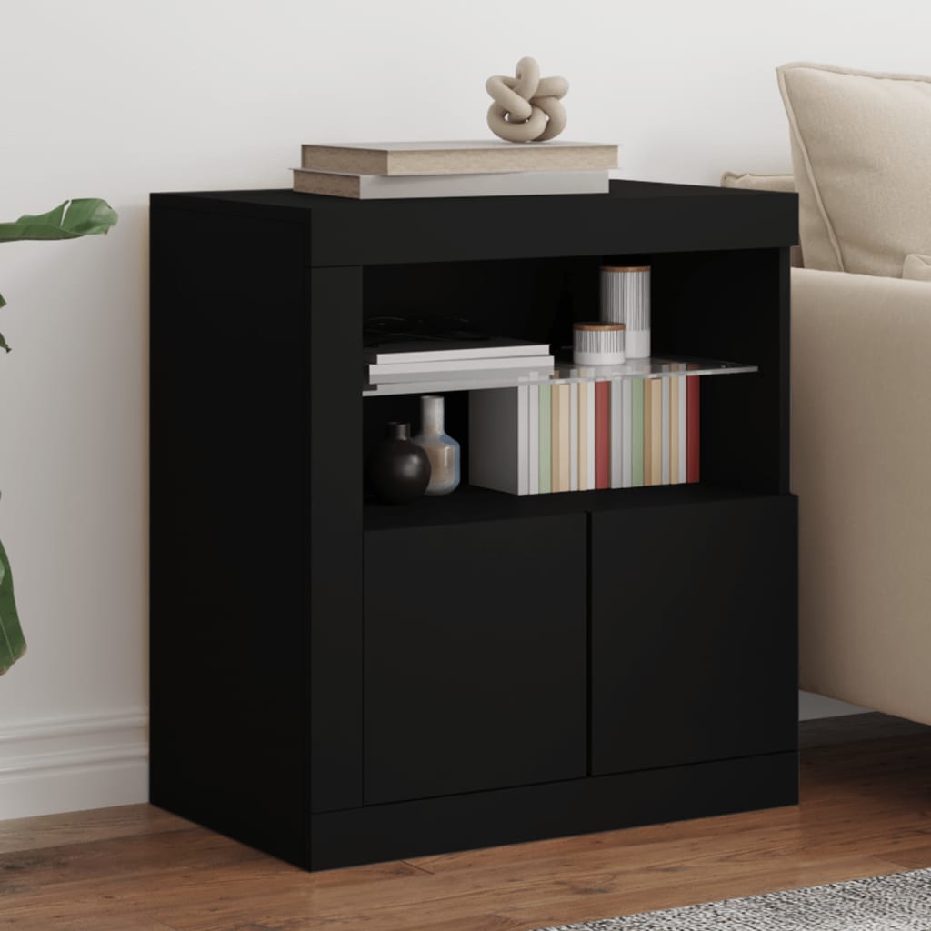 Buffet avec lumières LED noir 60,5x37x67 cm - XIOS