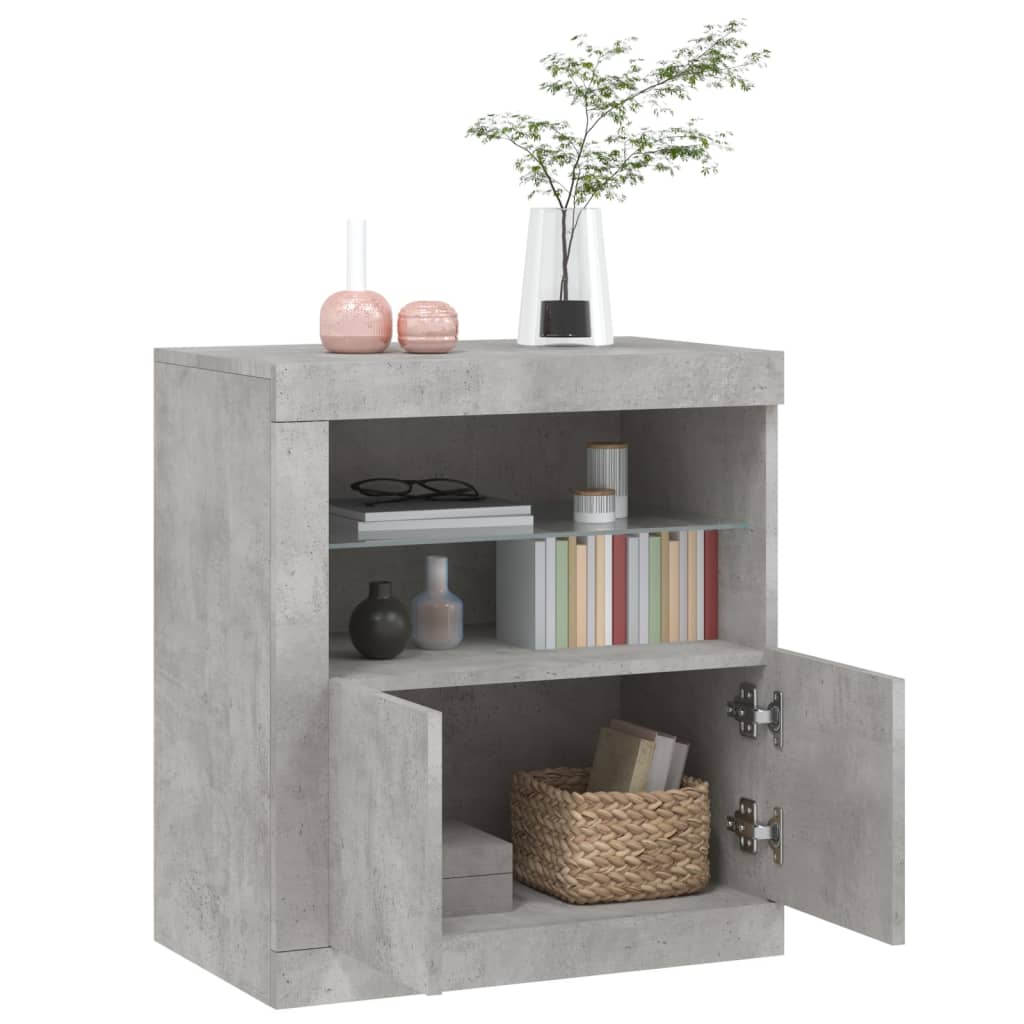 Buffet avec lumières LED gris béton 60,5x37x67 cm - XIOS