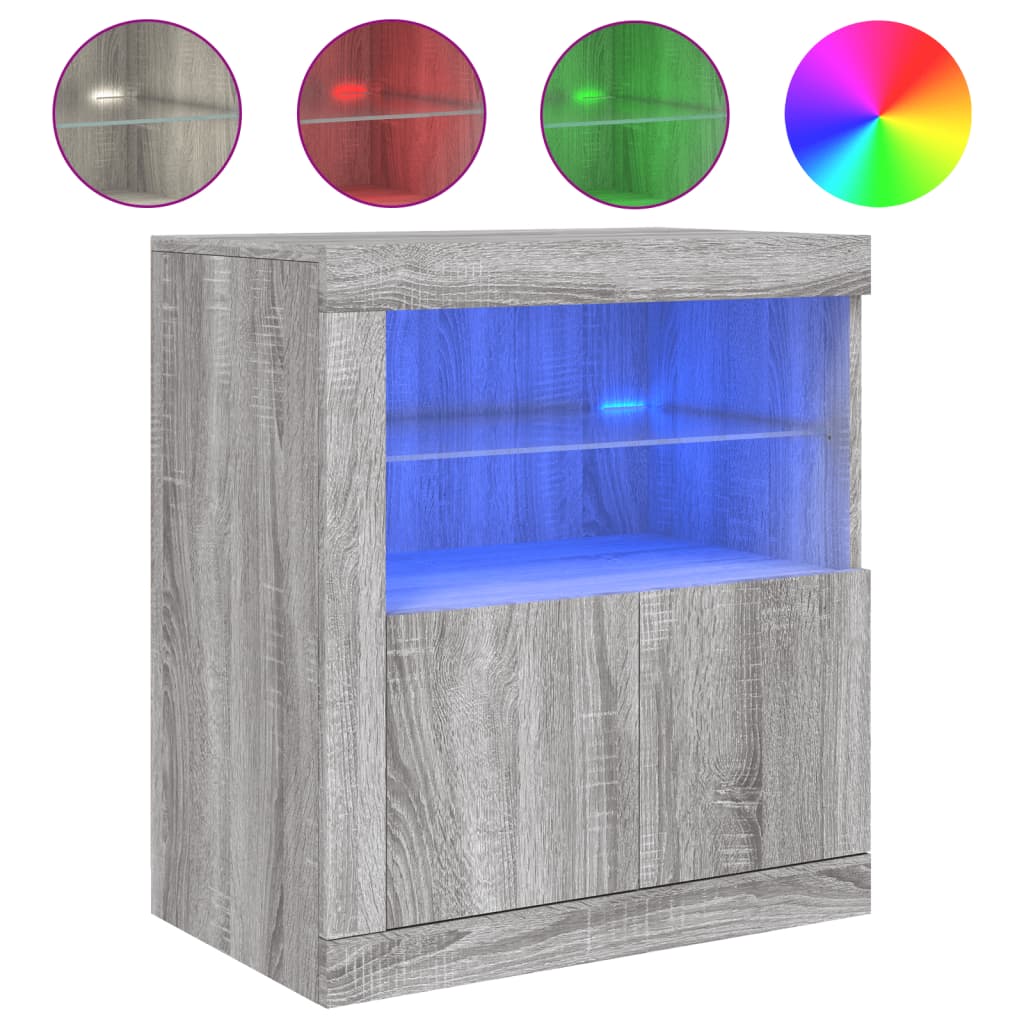 Buffet avec lumières LED sonoma gris 60,5x37x67 cm - XIOS