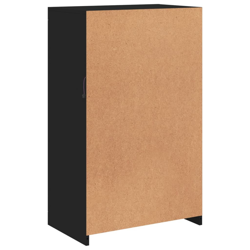 Armoire latérale avec lumières LED noir bois d'ingénierie