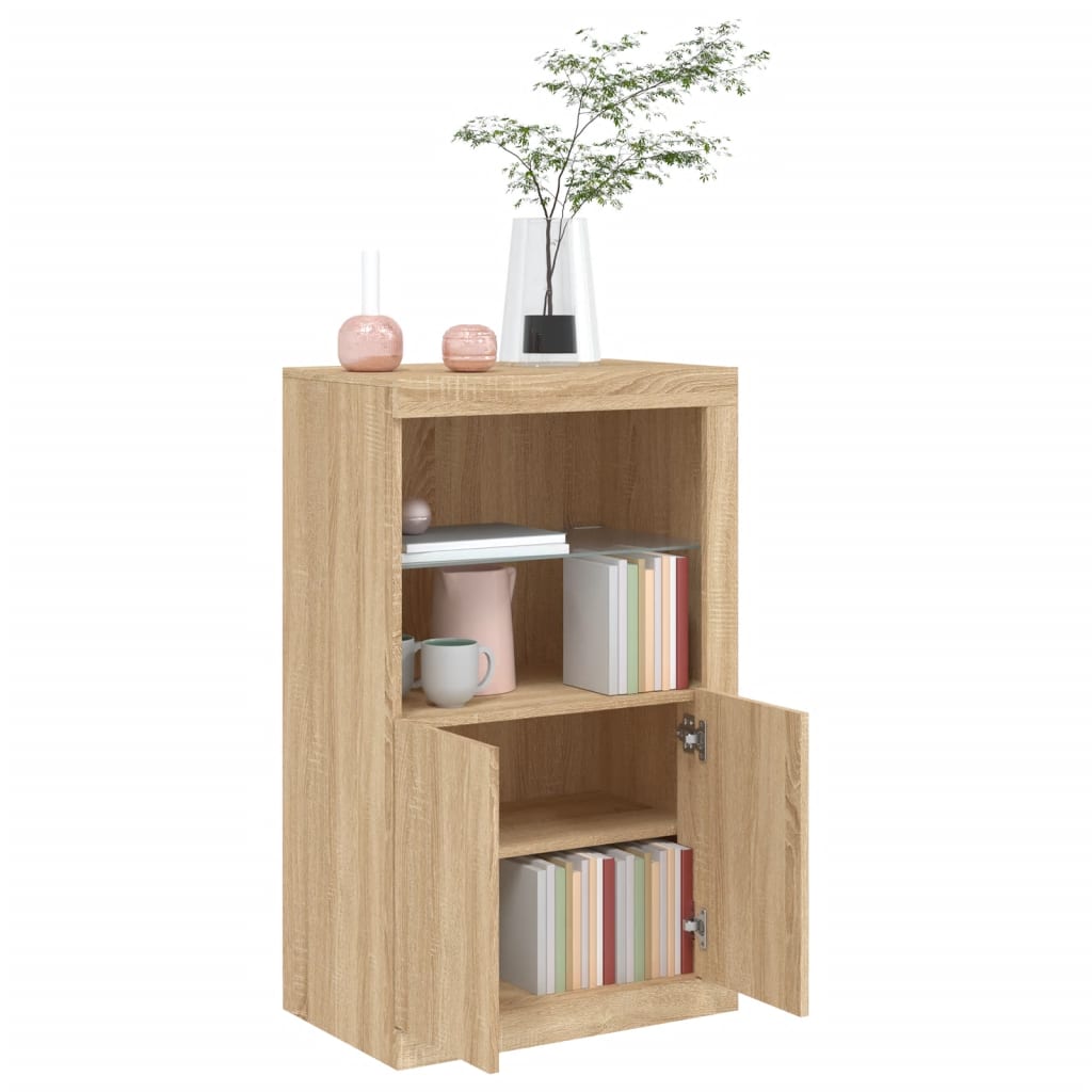 Armoire latérale avec lumières LED chêne sonoma