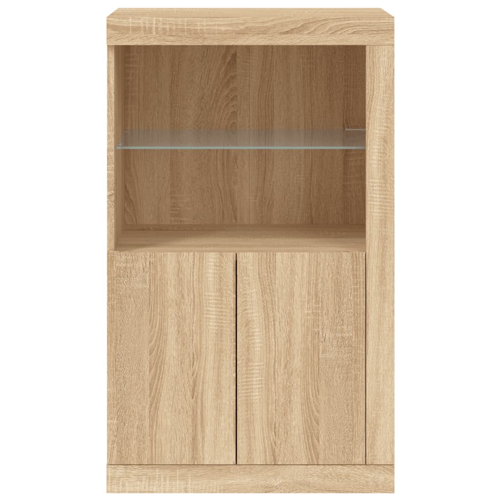 Armoire latérale avec lumières LED chêne sonoma