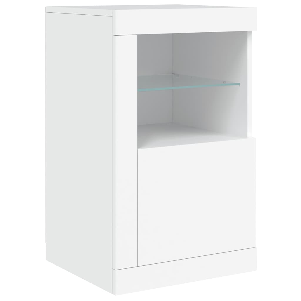 Armoire latérale avec éclairage LED blanc bois d'ingénierie