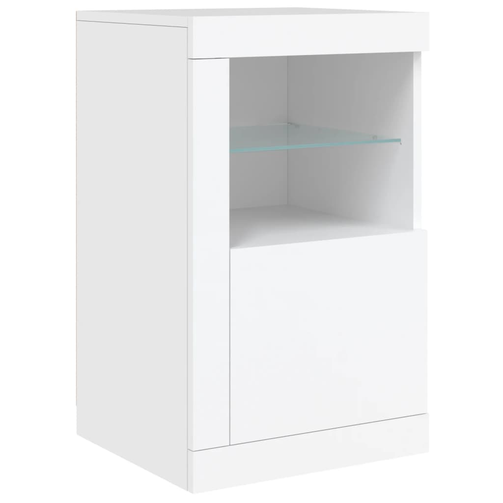 Armoire latérale avec éclairage LED blanc bois d'ingénierie