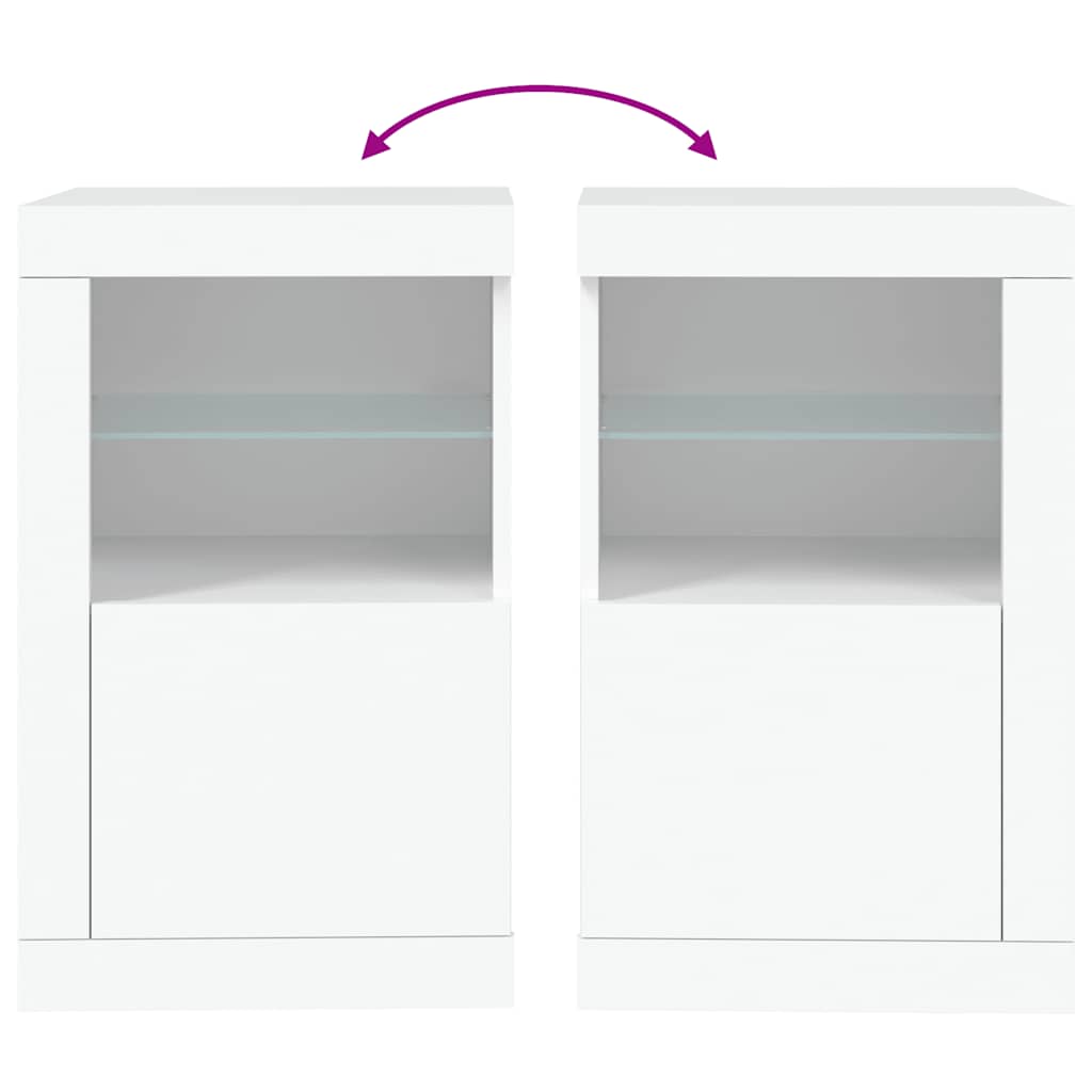 Armoire latérale avec éclairage LED blanc bois d'ingénierie
