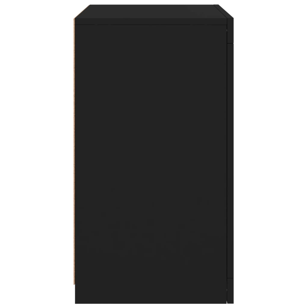 Armoire latérale avec lumières LED noir bois d'ingénierie