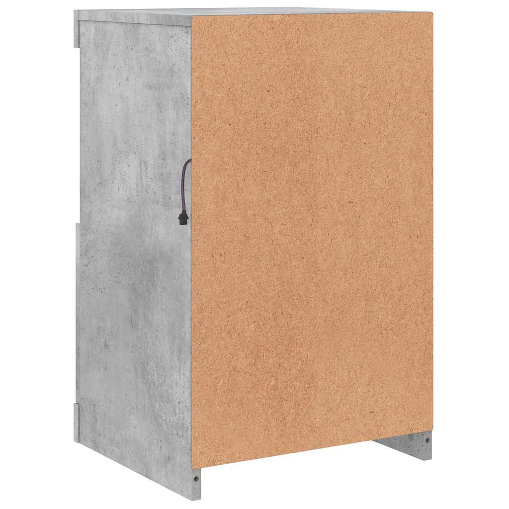 Armoire latérale avec lumières LED gris béton bois d'ingénierie