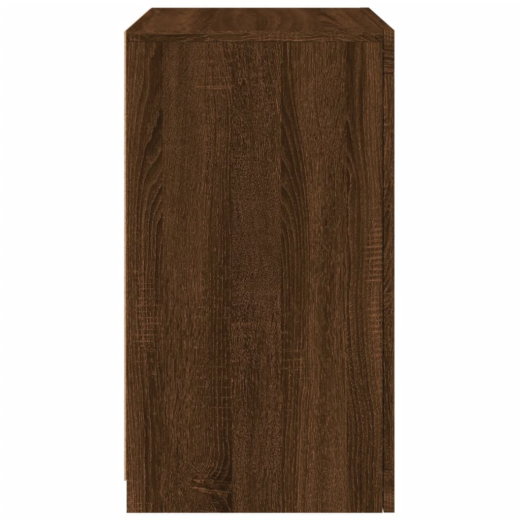 Armoires latérales et lumières LED 2 pcs chêne marron