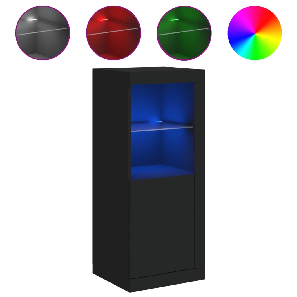 Buffet avec lumières LED noir 41x37x100 cm - XIOS