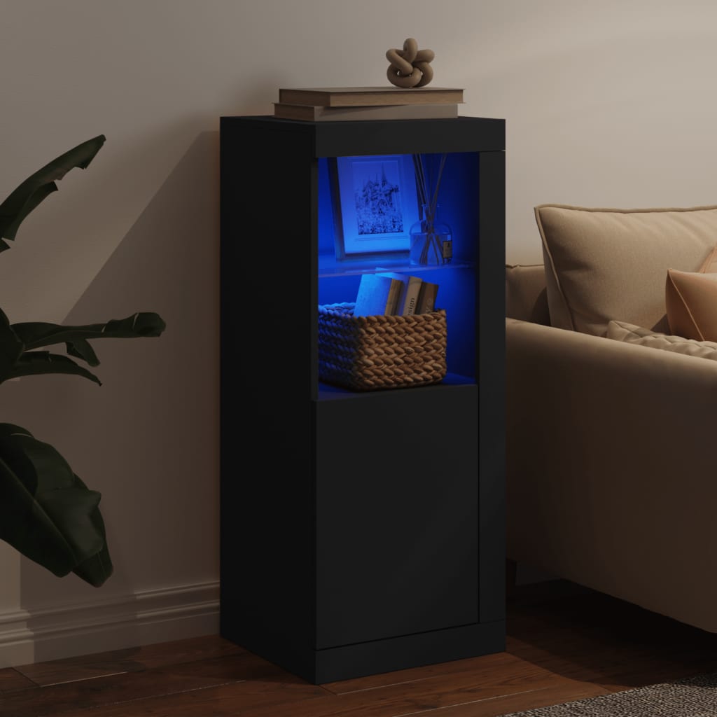 Buffet avec lumières LED noir 41x37x100 cm - XIOS