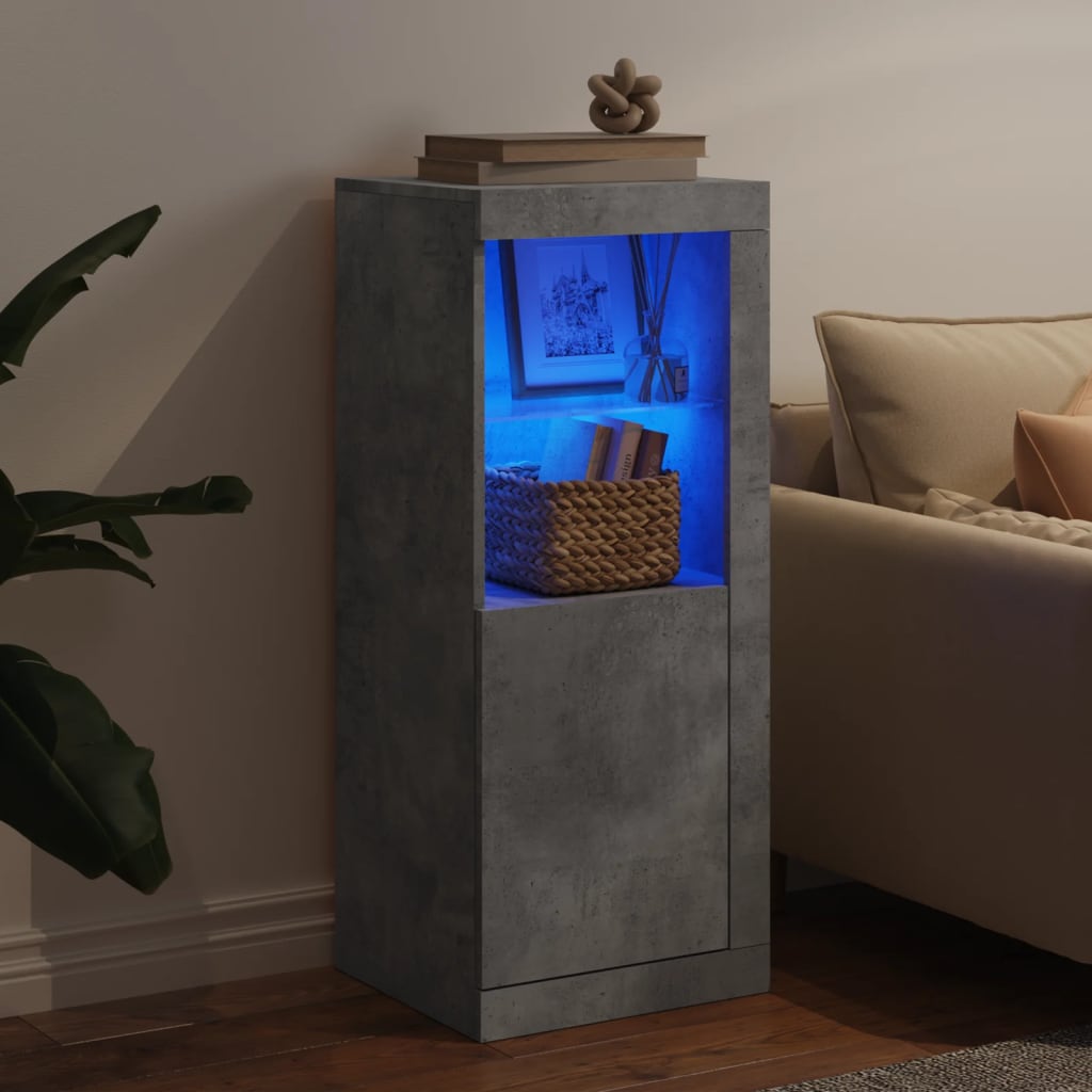 Buffet avec lumières LED gris béton 41x37x100 cm - XIOS