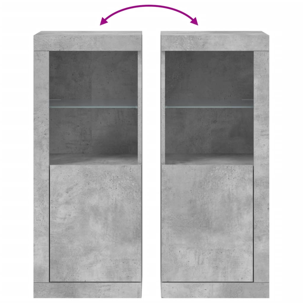 Buffet avec lumières LED gris béton 41x37x100 cm - XIOS