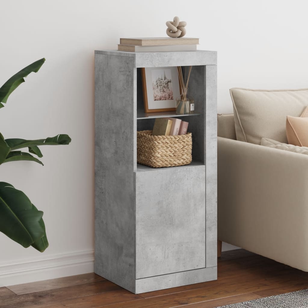 Buffet avec lumières LED gris béton 41x37x100 cm - XIOS