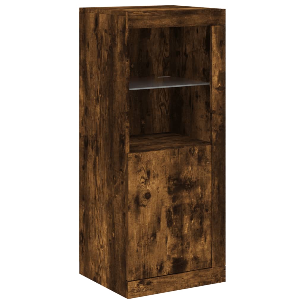 Buffet avec lumières LED chêne fumé 41x37x100 cm - XIOS