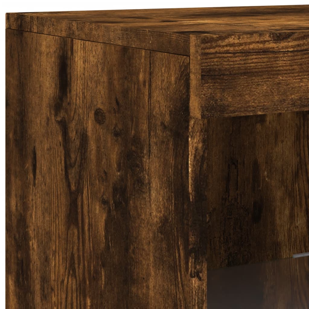 Buffet avec lumières LED chêne fumé 41x37x100 cm - XIOS