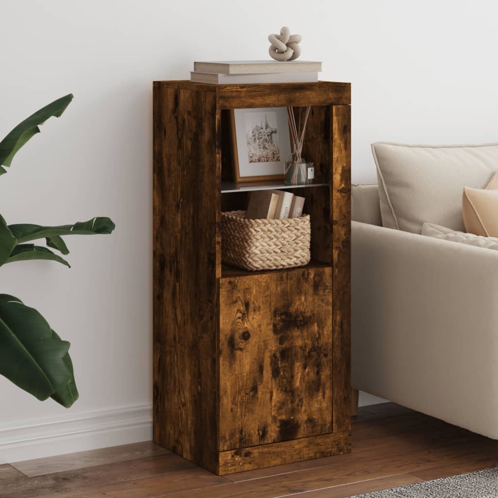 Buffet avec lumières LED chêne fumé 41x37x100 cm - XIOS