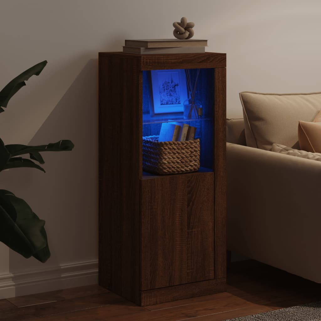 Buffet avec lumières LED chêne marron 41x37x100 cm - XIOS