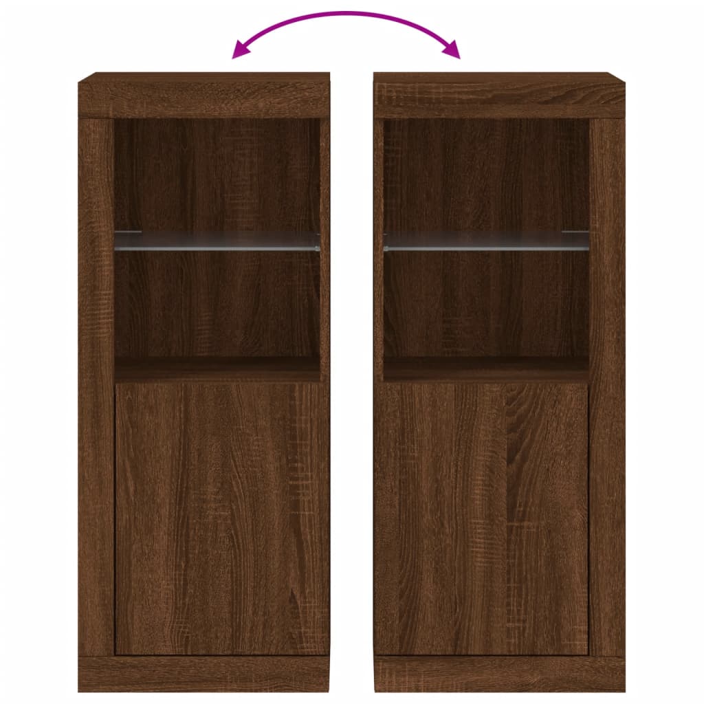 Buffet avec lumières LED chêne marron 41x37x100 cm - XIOS