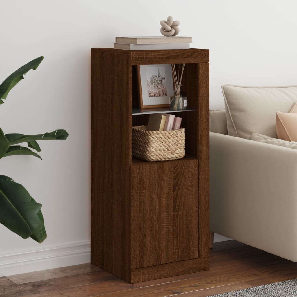 Buffet avec lumières LED chêne marron 41x37x100 cm - XIOS