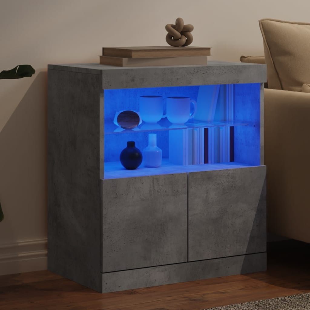 Buffet avec lumières LED gris béton 60x37x67 cm - XIOS