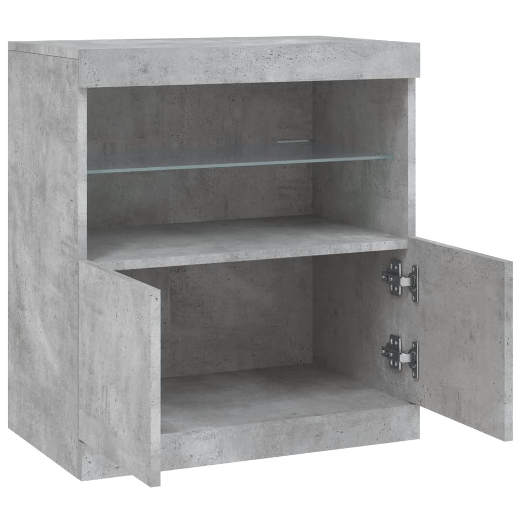 Buffet avec lumières LED gris béton 60x37x67 cm - XIOS