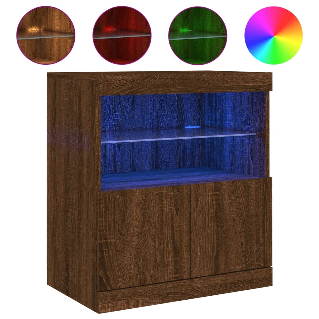 Buffet avec lumières LED chêne marron 60x37x67 cm - XIOS