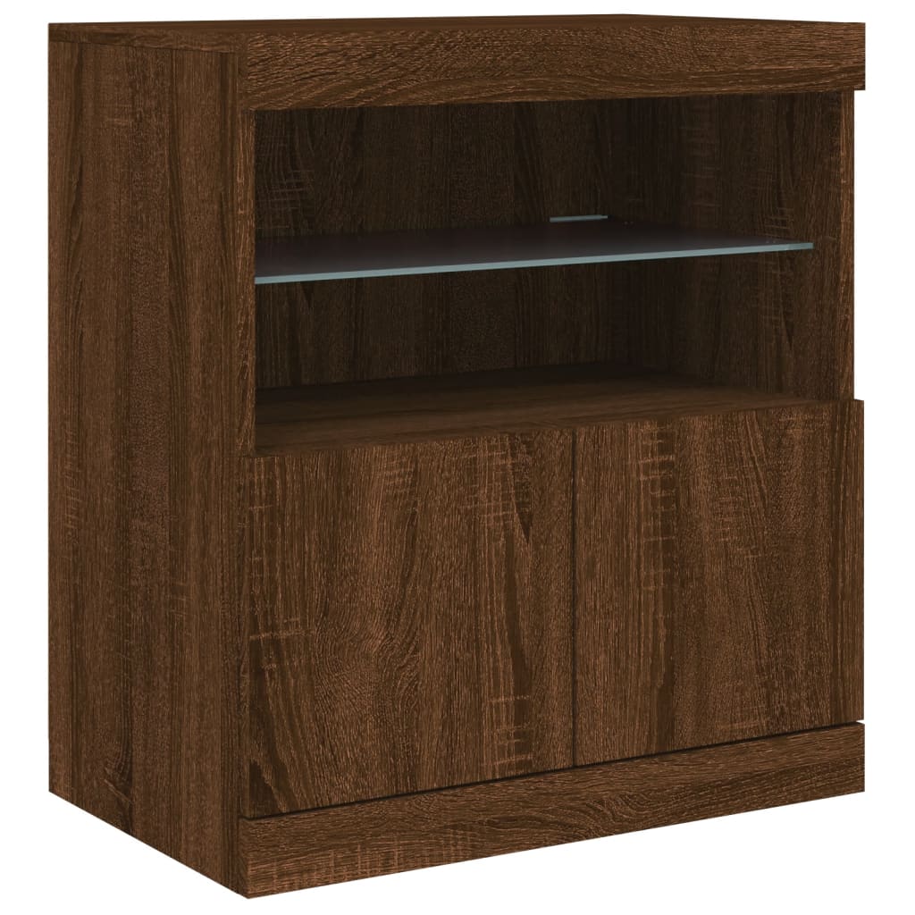 Buffet avec lumières LED chêne marron 60x37x67 cm - XIOS