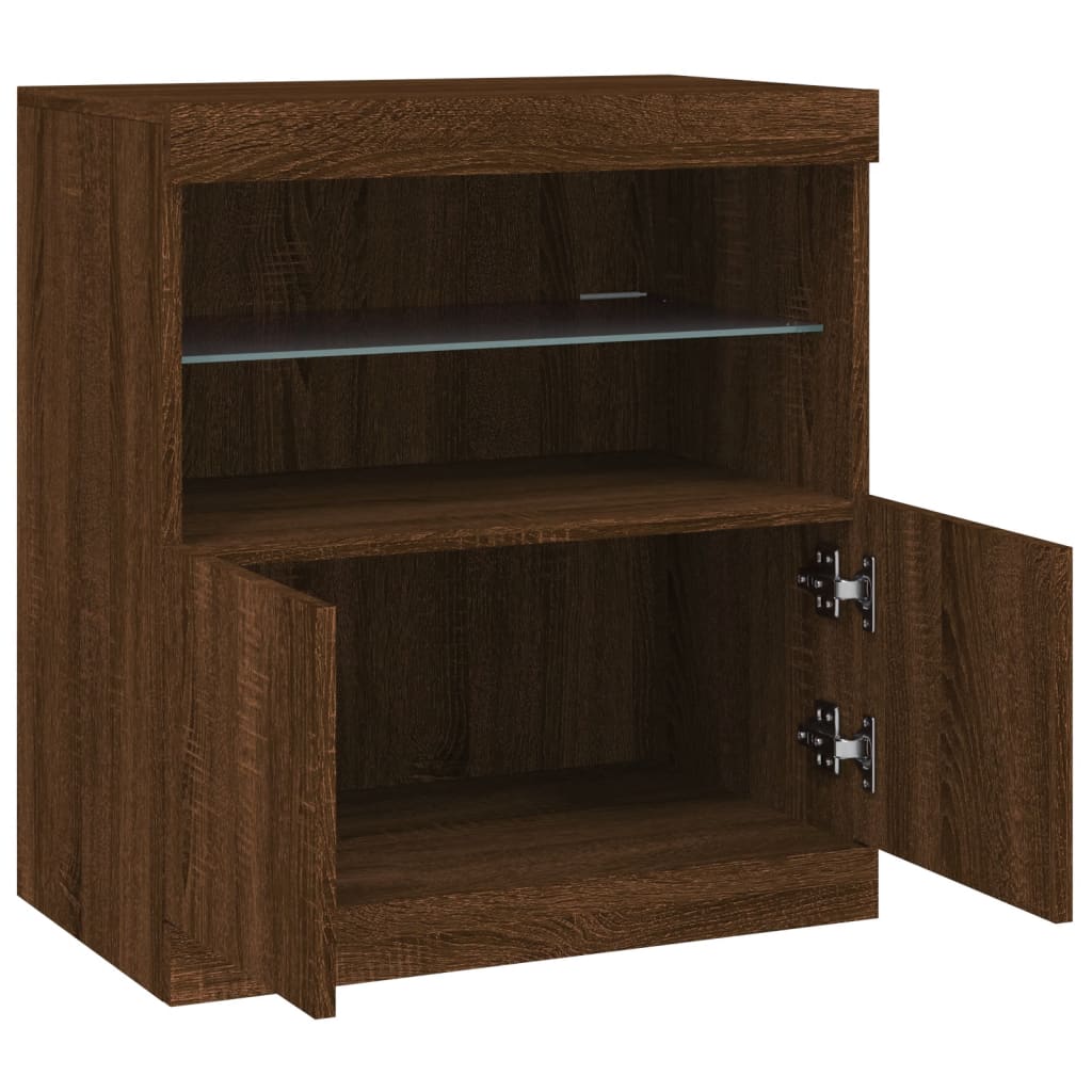 Buffet avec lumières LED chêne marron 60x37x67 cm - XIOS