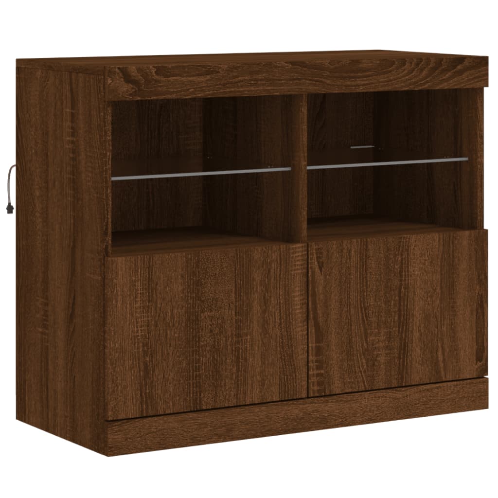 Buffet avec lumières LED chêne marron 81x37x67 cm - XIOS