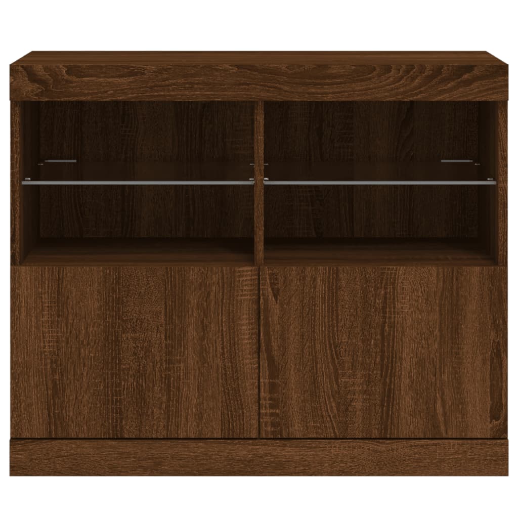 Buffet avec lumières LED chêne marron 81x37x67 cm - XIOS