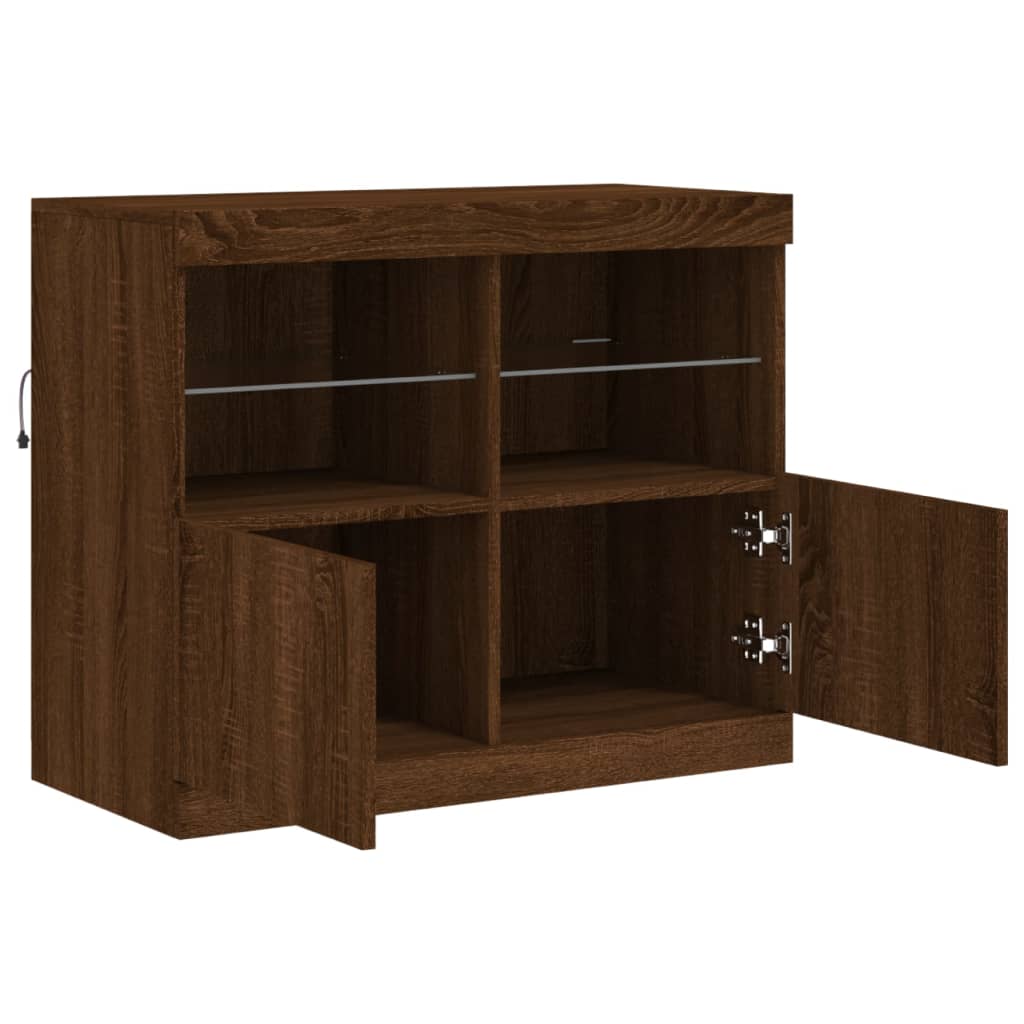 Buffet avec lumières LED chêne marron 81x37x67 cm - XIOS