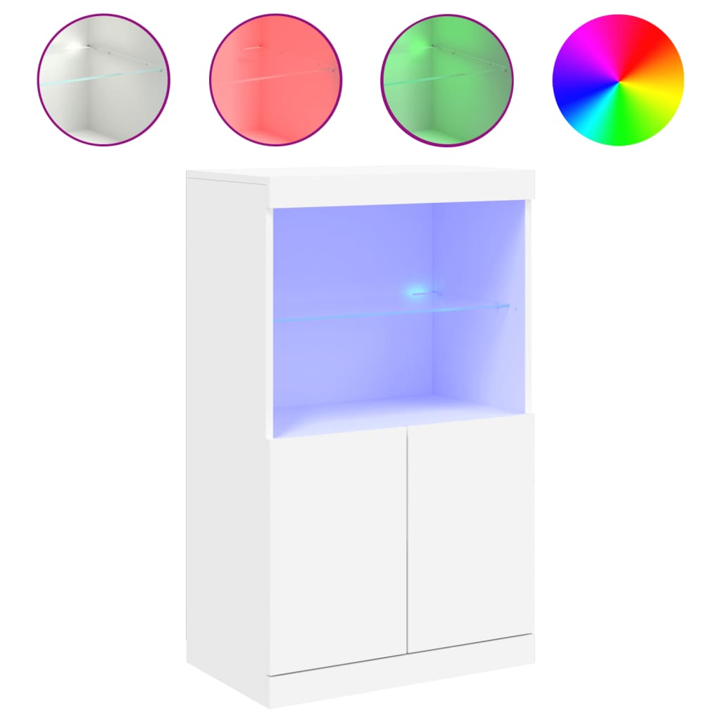 Buffet avec lumières LED blanc 60,5x37x100 cm - XIOS