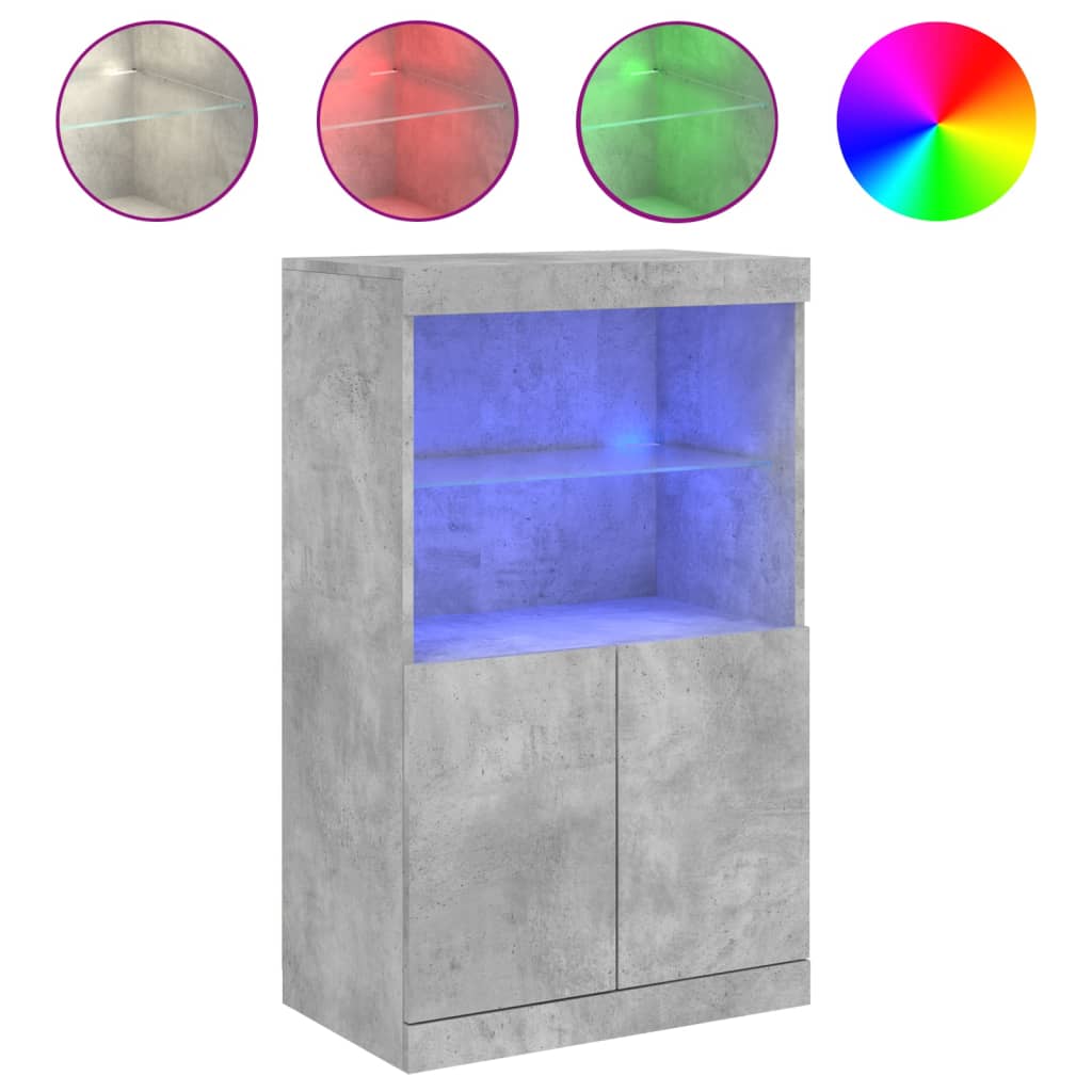 Buffet avec lumières LED gris béton 60,5x37x100 cm - XIOS