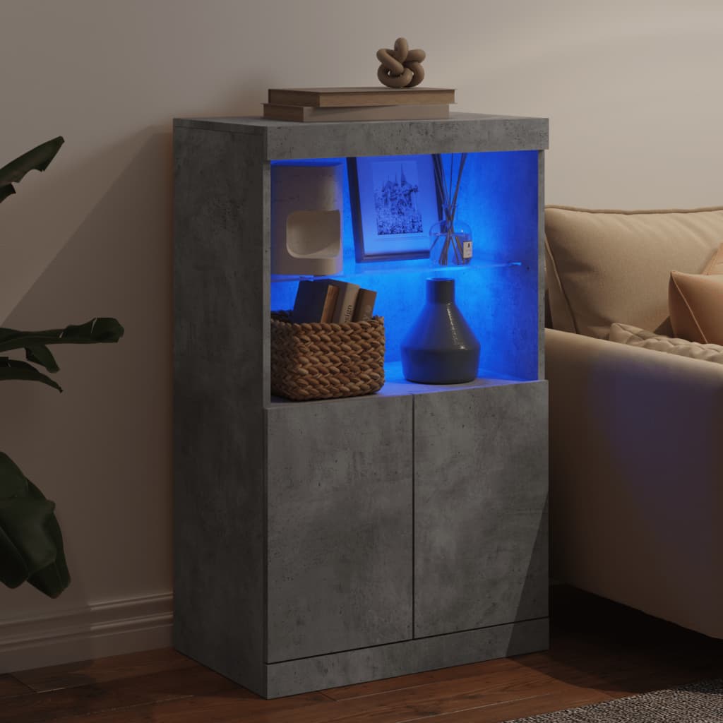 Buffet avec lumières LED gris béton 60,5x37x100 cm - XIOS